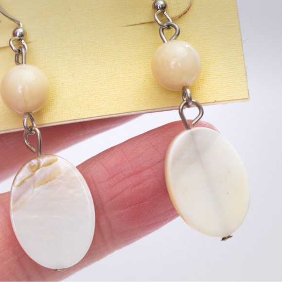 Coastal mother of pearl look drop style earrings summer Carol for Eva Graham - Picture 7 of 13